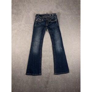 Miss Me Girls Blue Bootcut Jeans Size 10 Embroidered Pockets Jpk5014 Denim